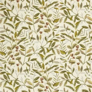 green botanical embroideried fabric from Sanderson