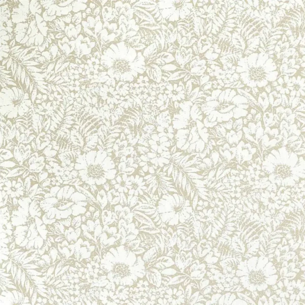 Meadow Fields Fabric - Linen by black-grey botanical woven fabric from Sanderson
