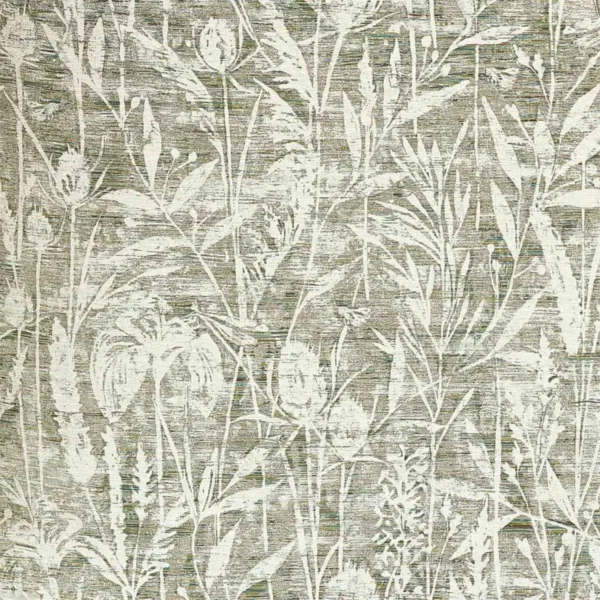 Violet Grasses Fabric - Moss by green botanical woven fabric from Sanderson