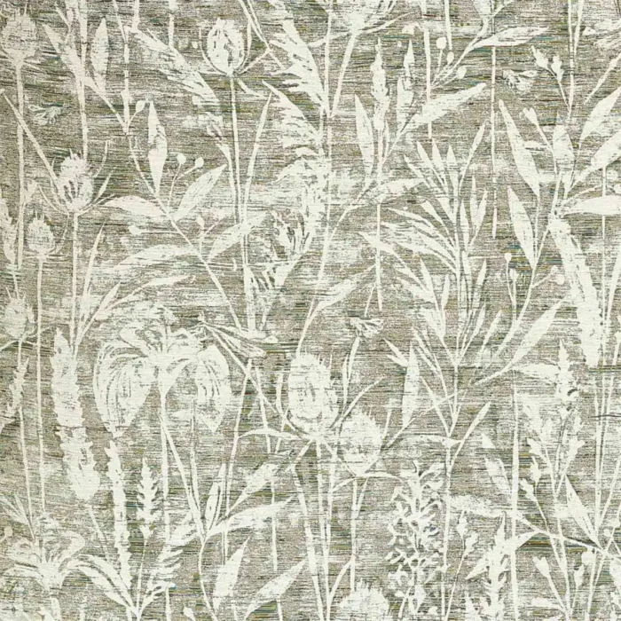 Violet Grasses Fabric - Moss swatch