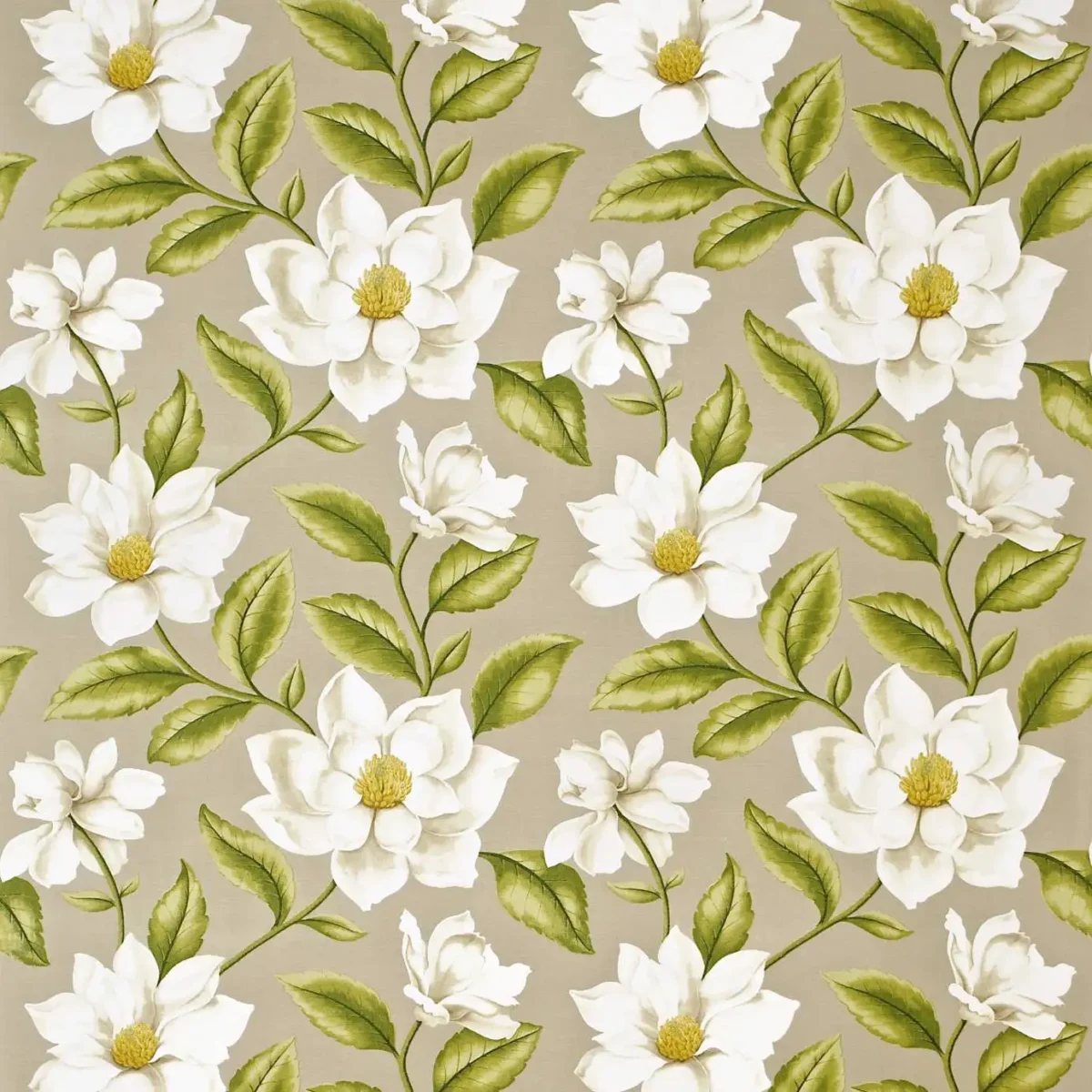 brown botanical printed fabric from Sanderson