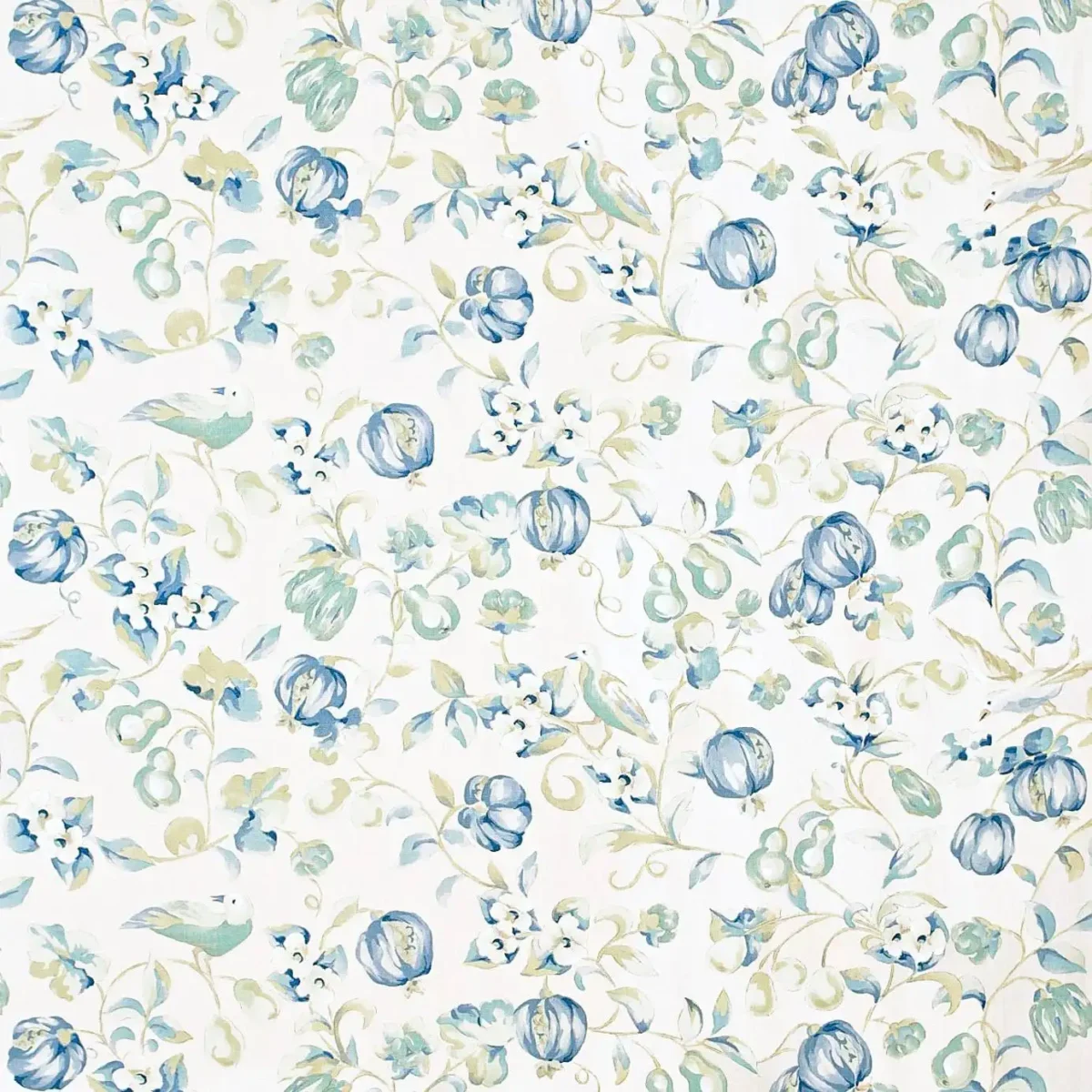 Pear and Pomegranate Fabric - China Blue by blue animal linen fabric from Sanderson