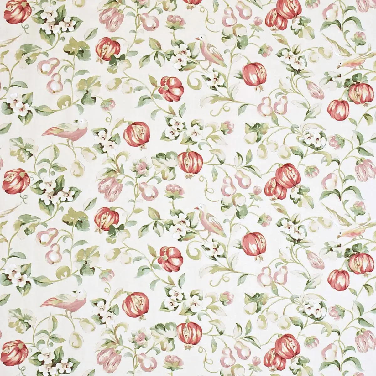 Pear and Pomegranate Fabric - Mauve / Fennel by multicolour animal linen fabric from Sanderson