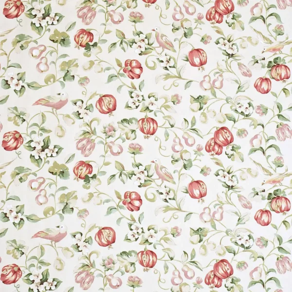 Pear and Pomegranate Fabric - Mauve / Fennel by multicolour animal linen fabric from Sanderson