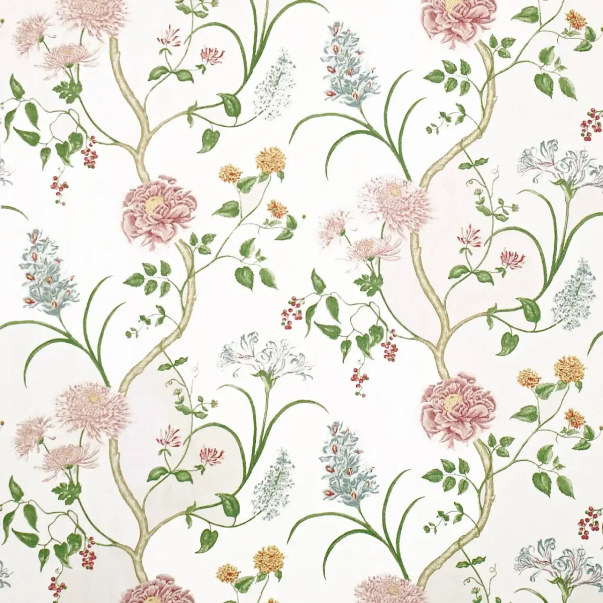 Summer Tree Fabric - Lilac by green botanical linen fabric from Sanderson