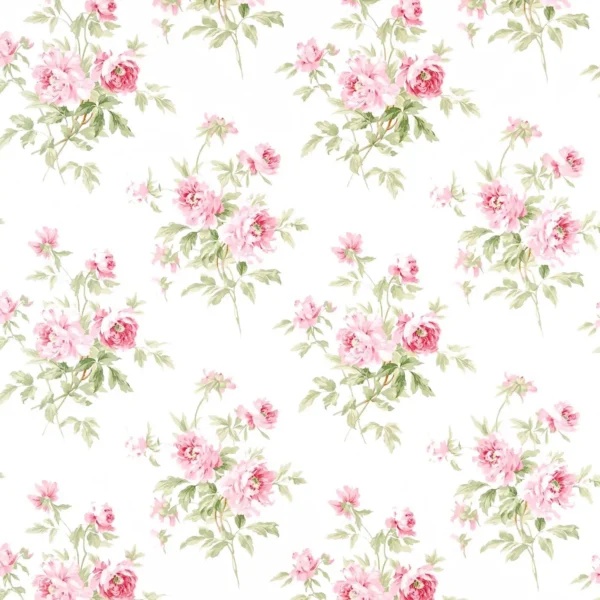 Adele Fabric - Rose / Cream by green botanical cotton fabric from Sanderson