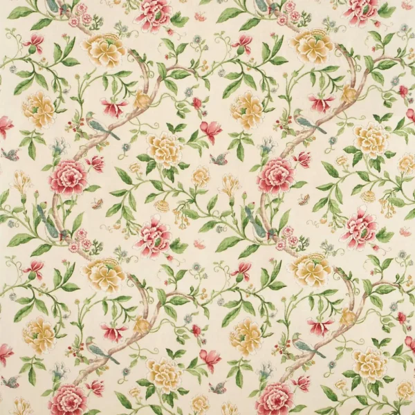 Porcelain Garden Fabric - Red / Beige by multicolour animal printed fabric from Sanderson