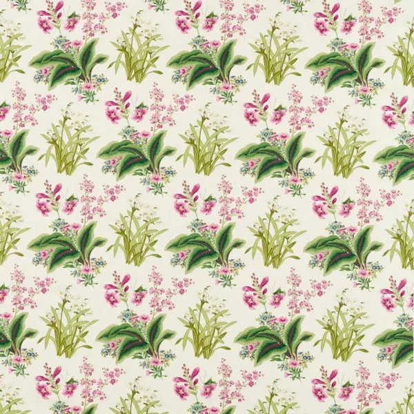 Enys Garden Fabric - Rose / Leaf by green botanical cotton fabric from Sanderson