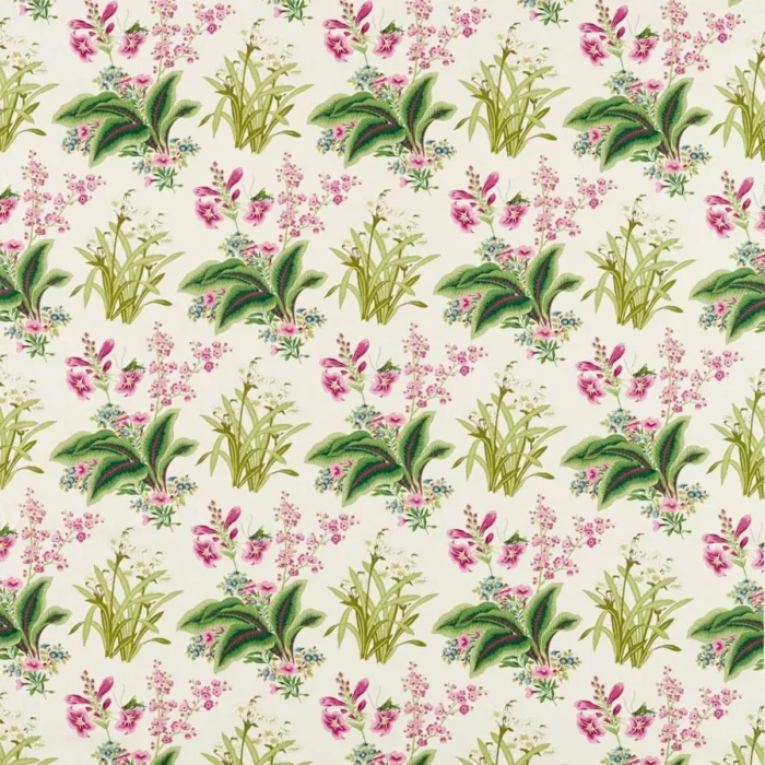 Enys Garden Fabric - Rose / Leaf swatch