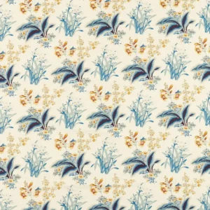 blue botanical cotton fabric from Sanderson