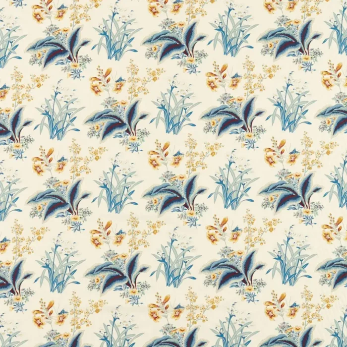 Enys Garden Fabric - Indigo / Red swatch