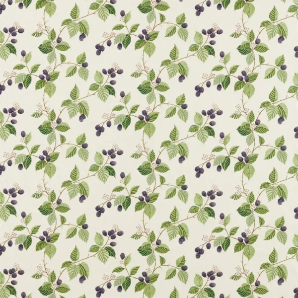 Rubus Fabric - Blackberry by green botanical cotton fabric from Sanderson