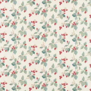 red botanical cotton fabric from Sanderson