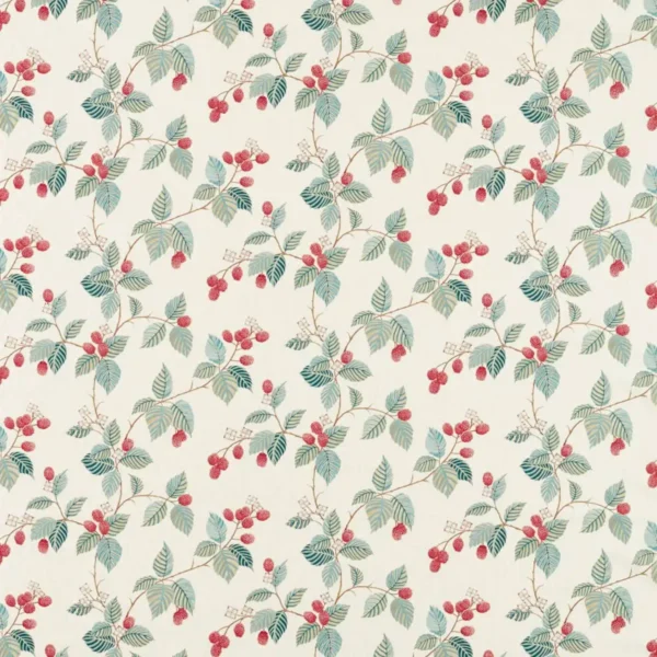 Rubus Fabric - Raspberry by red botanical cotton fabric from Sanderson