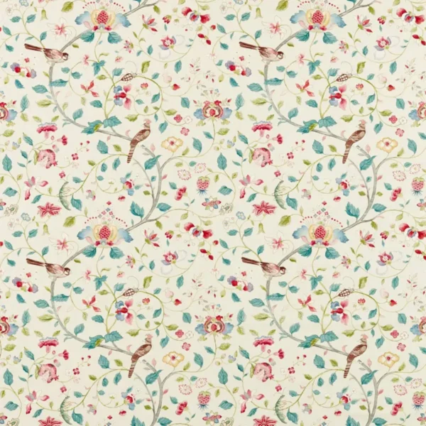 Arils Garden Fabric - Blue Clay / Pink by multicolour animal cotton fabric from Sanderson