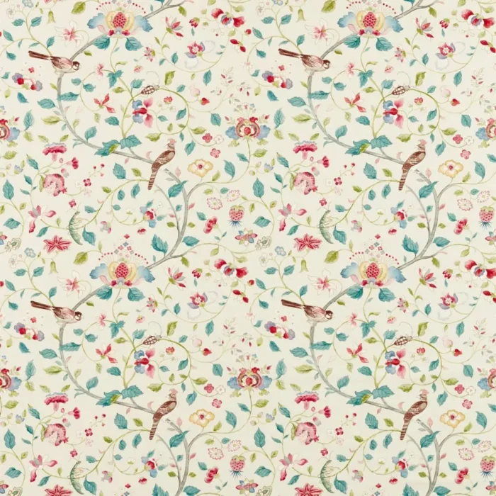 Arils Garden Fabric - Blue Clay / Pink swatch