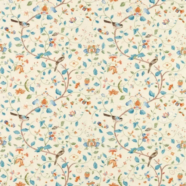 Arils Garden Fabric - Teal / Russet by multicolour animal cotton fabric from Sanderson