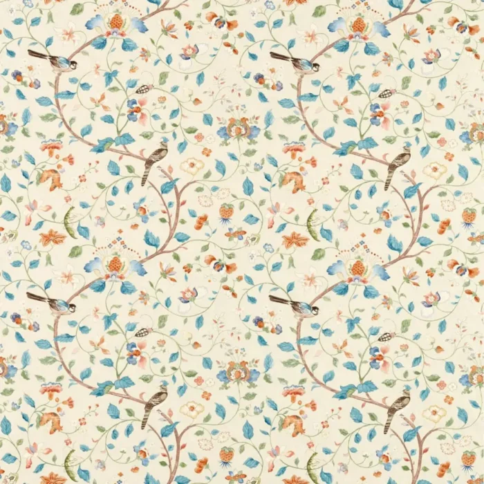 Arils Garden Fabric - Teal / Russet swatch