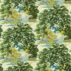 green botanical printed fabric from Sanderson