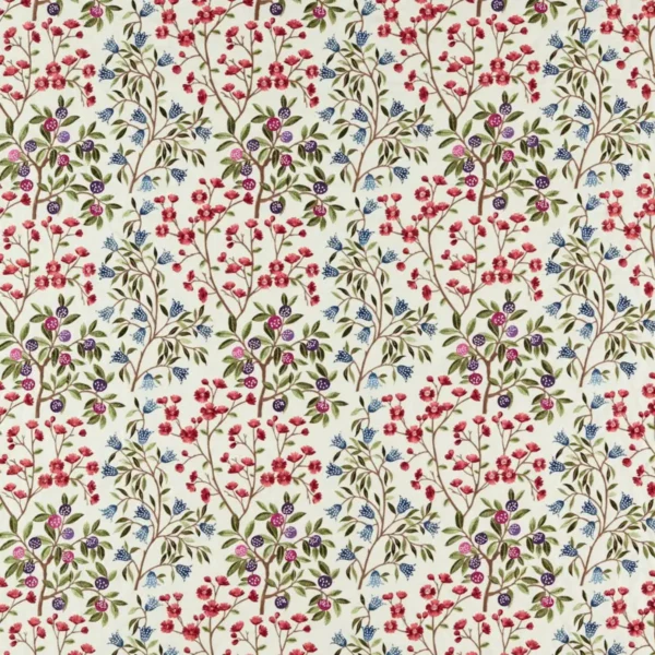 Foraging Embroidery Fabric - Meadow Violet by multicolour botanical embroideried fabric from Sanderson
