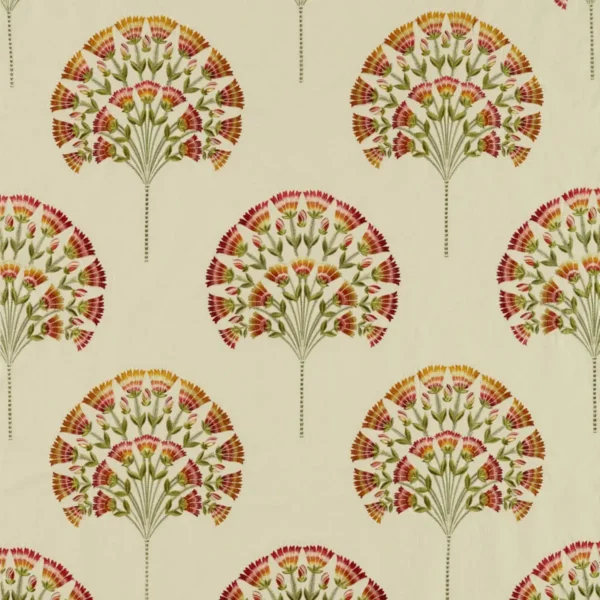 Wild Tulip Fabric - Amber / Cream by neutral botanical embroideried fabric from Sanderson