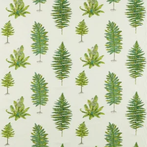green botanical embroideried fabric from Sanderson