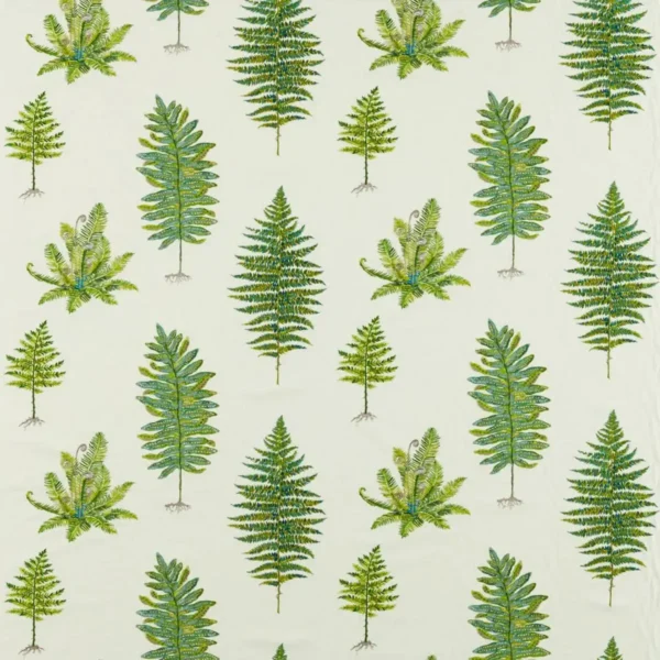 Fernery Embroidery Fabric - Botanical Green by green botanical embroideried fabric from Sanderson