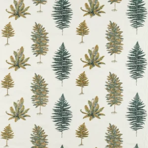 green botanical embroideried fabric from Sanderson