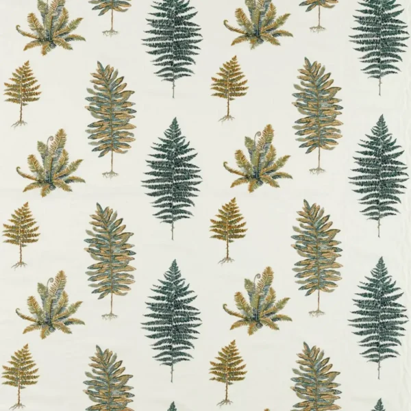 green botanical embroideried fabric from Sanderson
