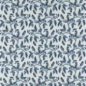 blue botanical embroideried fabric from Sanderson
