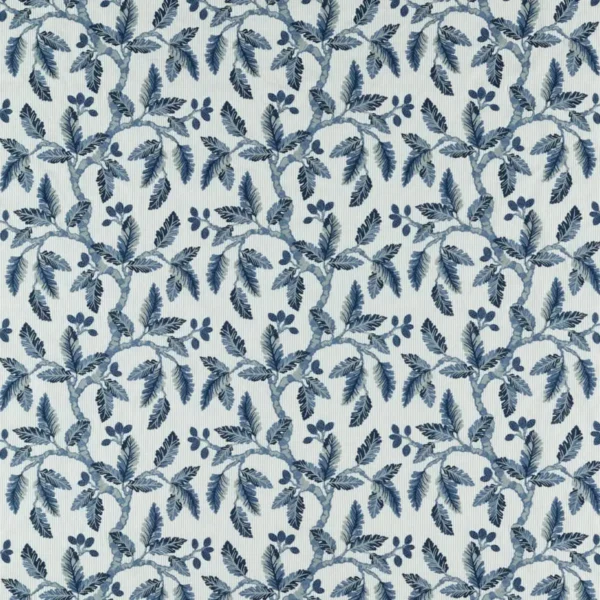 Oaknut Stripe Fabric - Indigo / Multi by blue botanical embroideried fabric from Sanderson