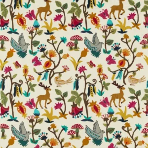multicolour animal embroideried fabric from Sanderson