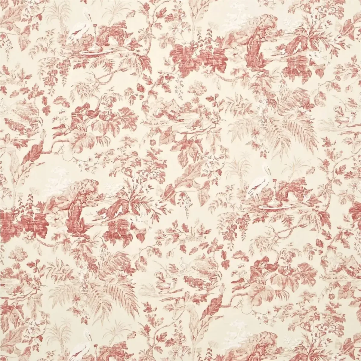Aesops Fables Fabric - Pink by pink botanical linen fabric from Sanderson