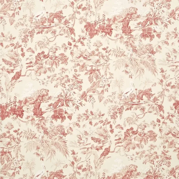 Aesops Fables Fabric - Pink by pink botanical linen fabric from Sanderson