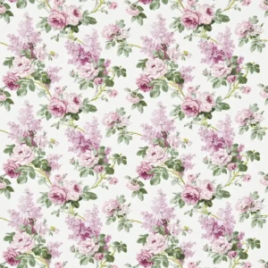 purple botanical cotton fabric from Sanderson