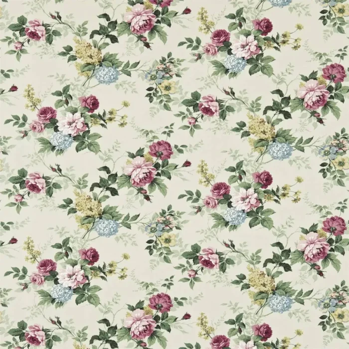 Rosamund Fabric - Green / Pink swatch