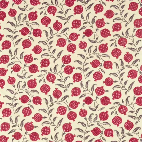 Anaar Fabric - Tyrian Cherry by red botanical embroideried fabric from Sanderson