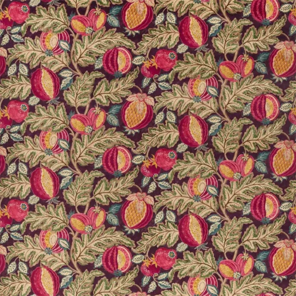 Cantaloupe Fabric - Cherry / Alabaster by brown botanical velvet-chenille fabric from Sanderson