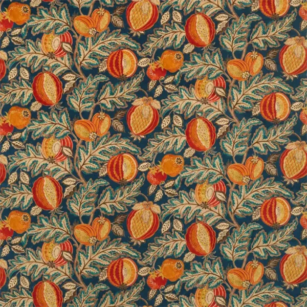 blue botanical velvet-chenille fabric from Sanderson