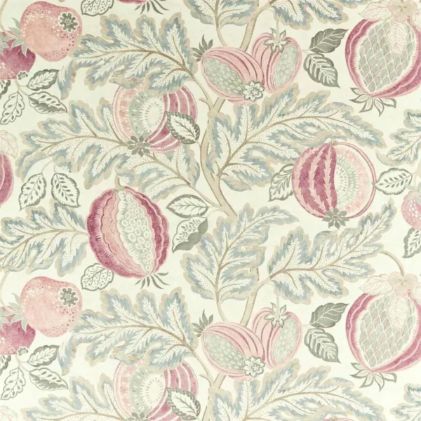 Cantaloupe Fabric - Blush / Dove by multicolour botanical printed fabric from Sanderson