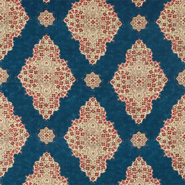 blue geometric printed fabric from Sanderson