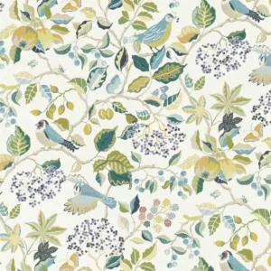 multicolour botanical cotton fabric from Sanderson