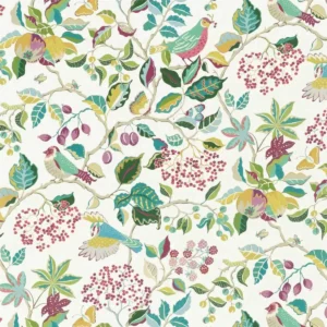 multicolour botanical cotton fabric from Sanderson
