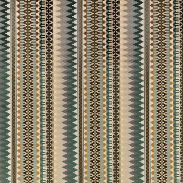 Talulah Fabric - Tourmaline by multicolour striped velvet-chenille fabric from Romo