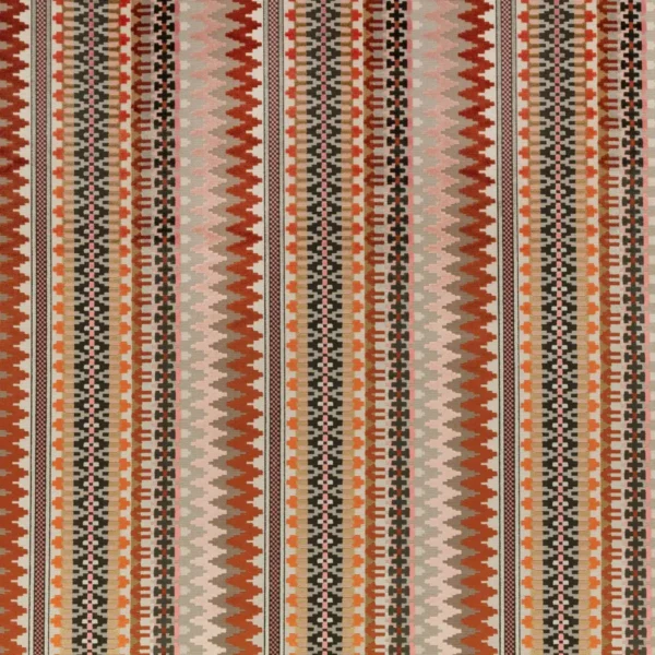Talulah Fabric - Sienna by orange striped velvet-chenille fabric from Romo