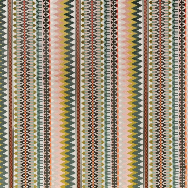 Talulah Fabric - Aruba by multicolour striped velvet-chenille fabric from Romo