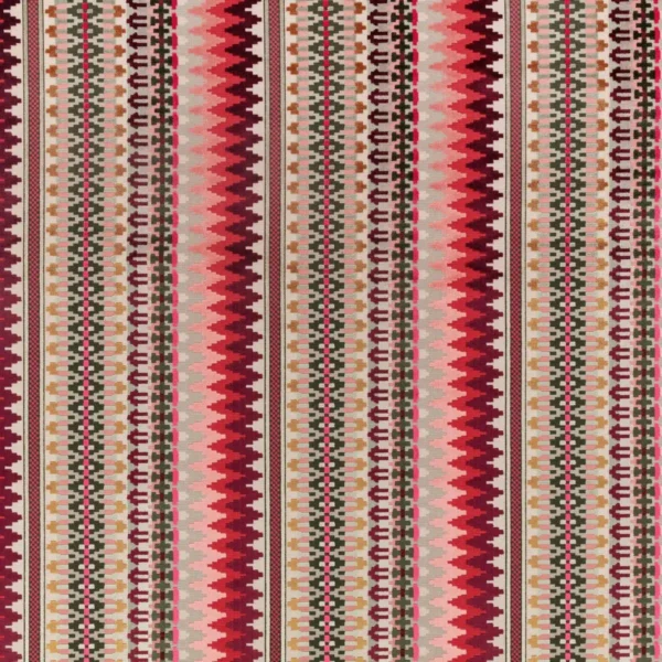 Talulah Fabric - Hot Pink by red striped velvet-chenille fabric from Romo