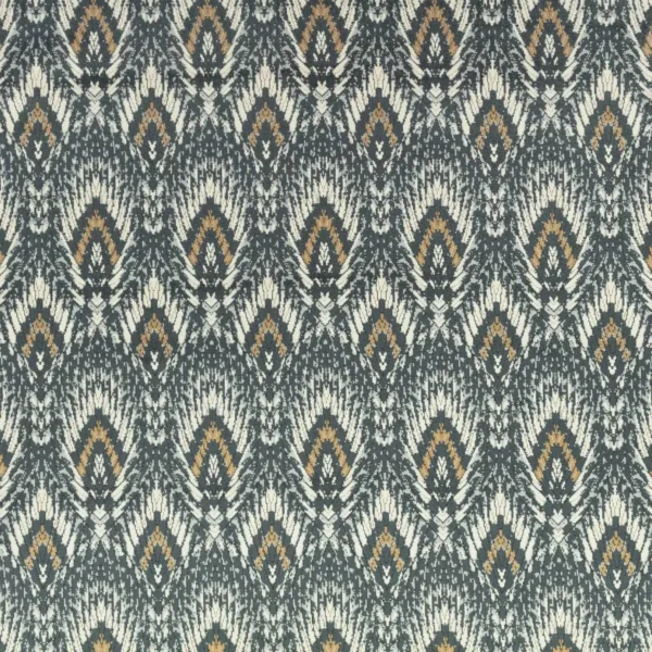 black-grey botanical velvet-chenille fabric from Romo