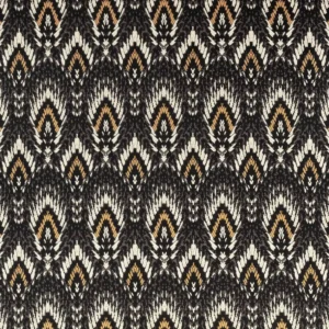 black-grey botanical velvet-chenille fabric from Romo