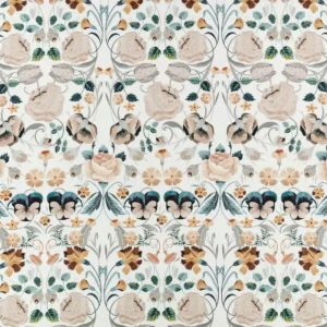 white botanical cotton fabric from Romo
